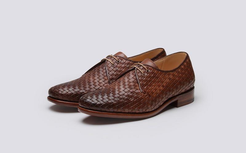 Grenson Shoe No.7 Mens Derby - Brown Woven Leather on a Leather Sole RV3684